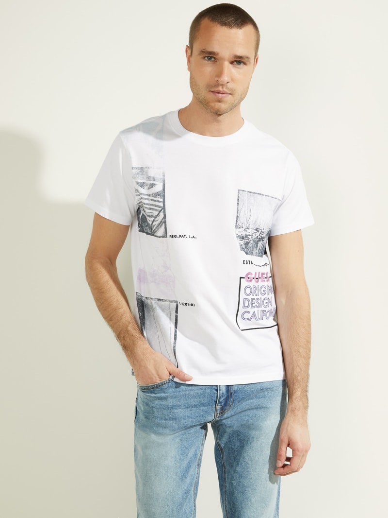 Koszulki Męskie Guess Eco Waxy Tee Białe | 395046-YRC