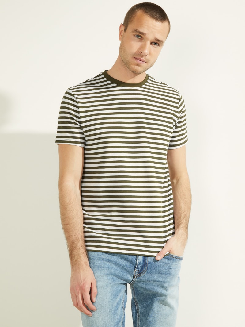 Koszulki Męskie Guess Finn Pique Striped Tee Kolorowe | 471682-QVX