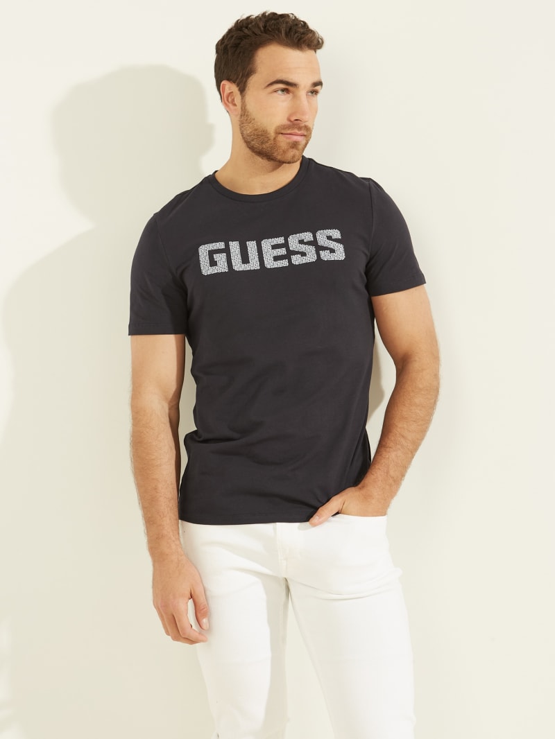 Koszulki Męskie Guess Magick Logo Tee Czarne | 725689-MNA