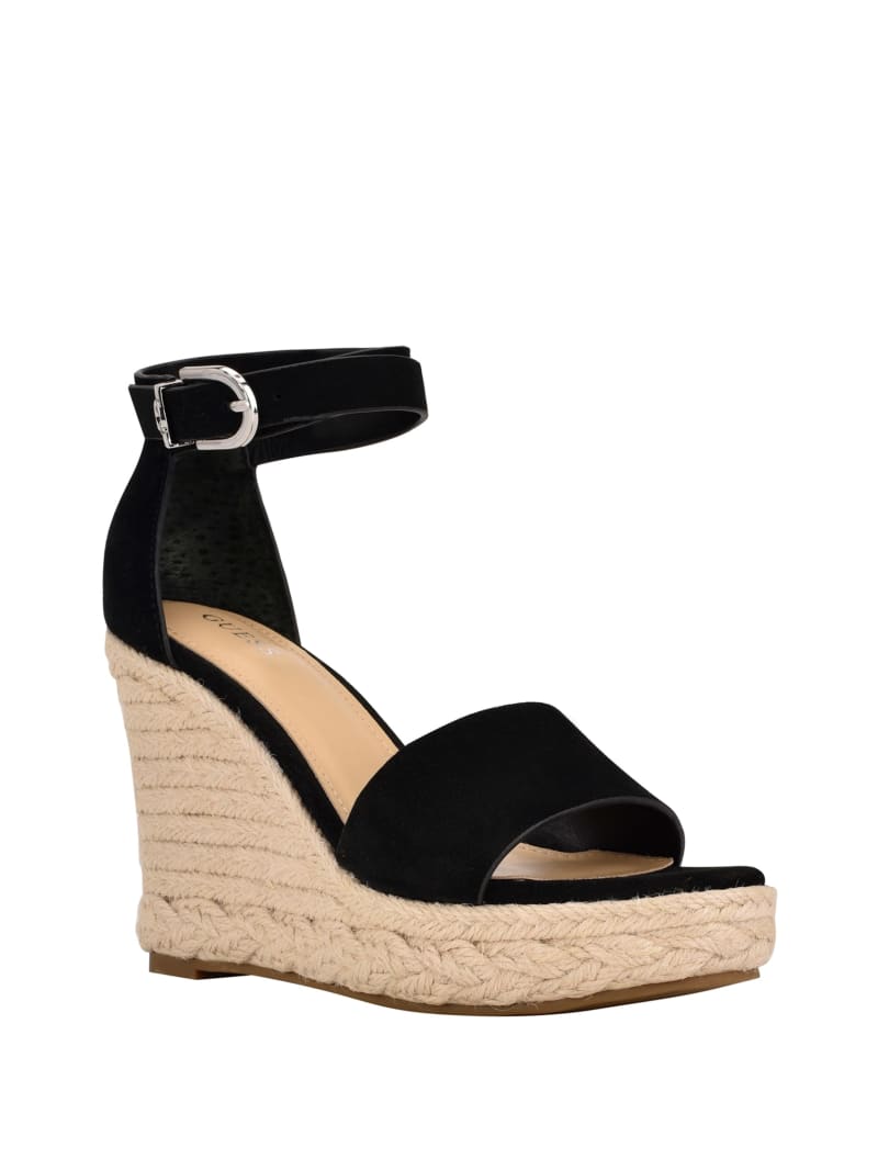 Koturny Damskie Guess Hidy Zamszowe Espadryle Czarne | 659710-UDZ