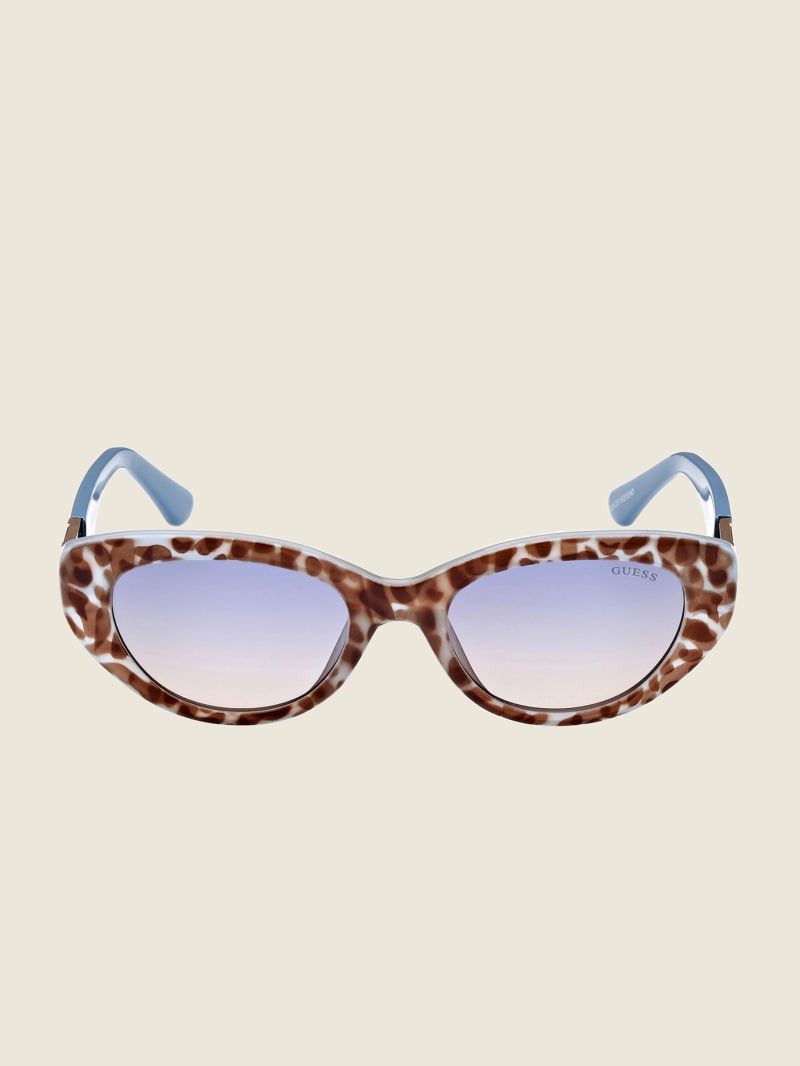 Okulary Słoneczne Damskie Guess Colored Plastic Cat-Eye Niebieskie | 061793-GOM