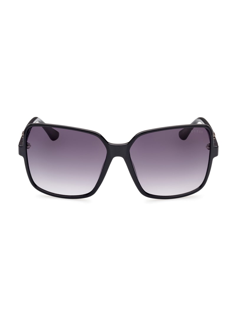 Okulary Słoneczne Damskie Guess Oversized Square Logo Srebrne | 451862-VRY