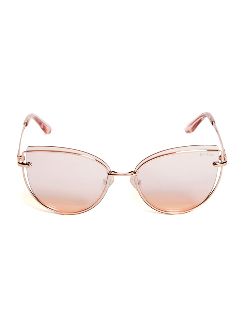 Okulary Słoneczne Damskie Guess Wired Cat Eye Różowe Złote | 109685-KUE