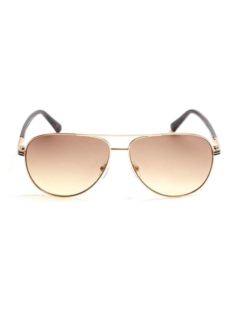 Okulary Słoneczne Męskie Guess Aviator Metal Pomarańczowe | 047568-BGW