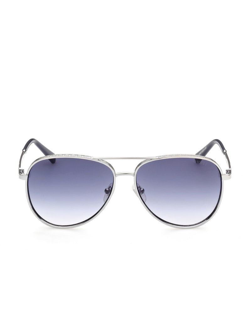 Okulary Słoneczne Męskie Guess Aviator Srebrne | 364028-ROH