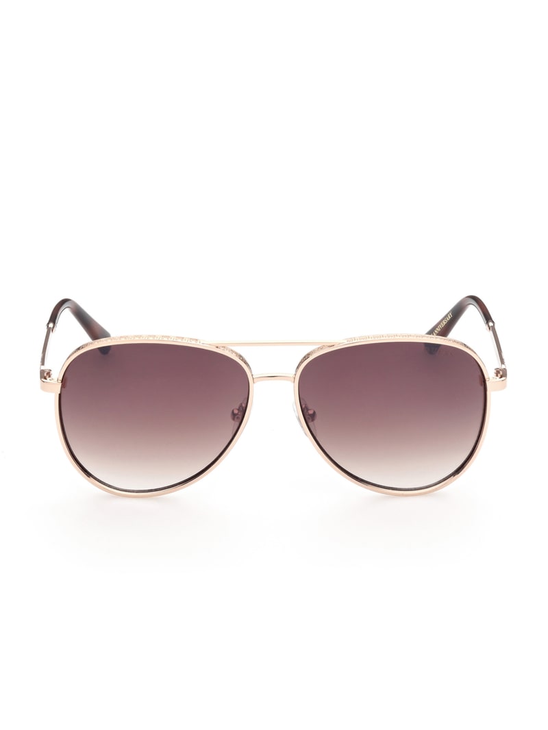 Okulary Słoneczne Męskie Guess Aviator Złote | 731094-PLQ