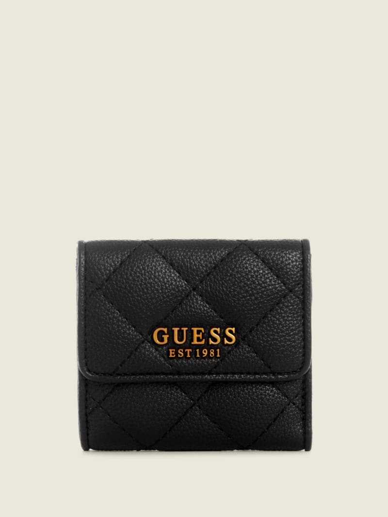 Portfele Damskie Guess Abey Card & Coin Purse Czarne | 913805-ZLI