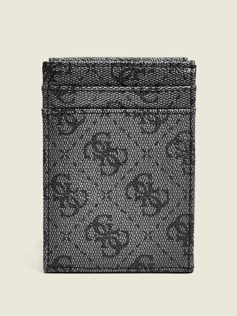 Portfele Damskie Guess Don Logo-Print Magnetic Card Case Czarne | 059486-WTC