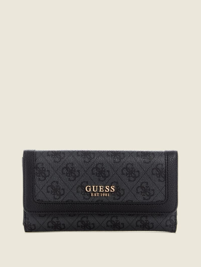 Portfele Damskie Guess Zadie Logo Multi Clutch Czarne | 520674-DCI