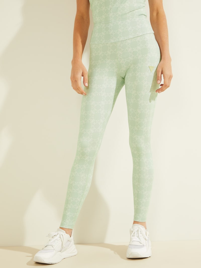 Spodnie Damskie Guess Caitlin Logo Leggings Mięta | 163890-VFR