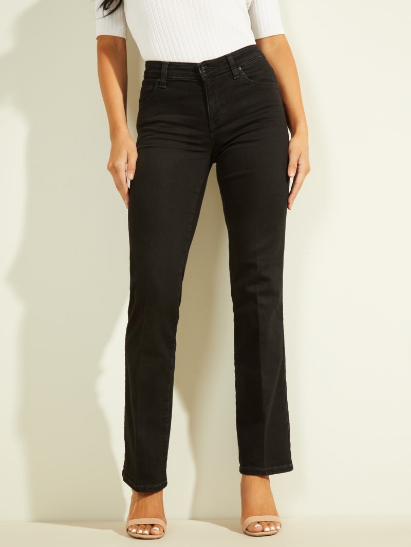 Spodnie Damskie Guess Eco Mid-Rise Sexy Straight Leg Czarne | 241653-ZIB