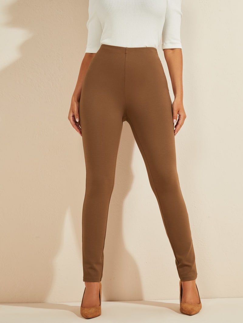 Spodnie Damskie Guess Jane Ponte Legging Brązowe | 539184-ODG