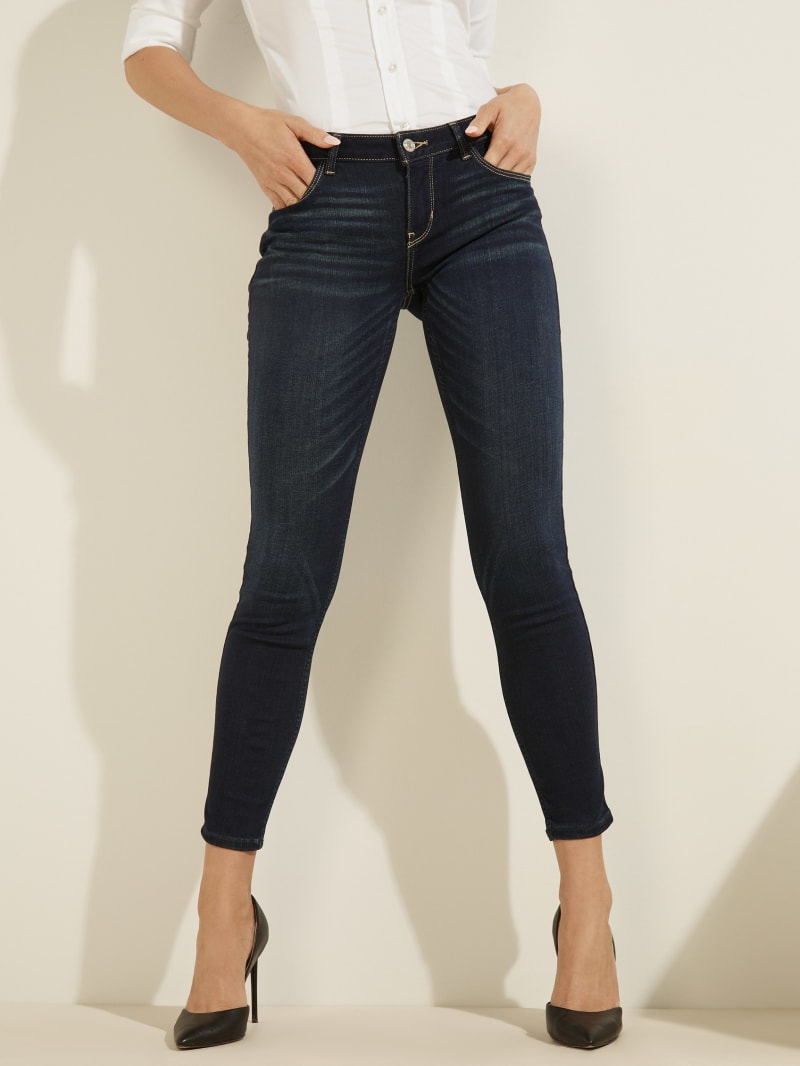 Spodnie Damskie Guess Low-Rise Power Skinny Niebieskie | 246397-PCT