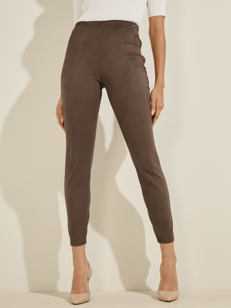 Spodnie Damskie Guess Maya Faux-Zamszowe Leggings Ciemny Kawa | 524381-SIY