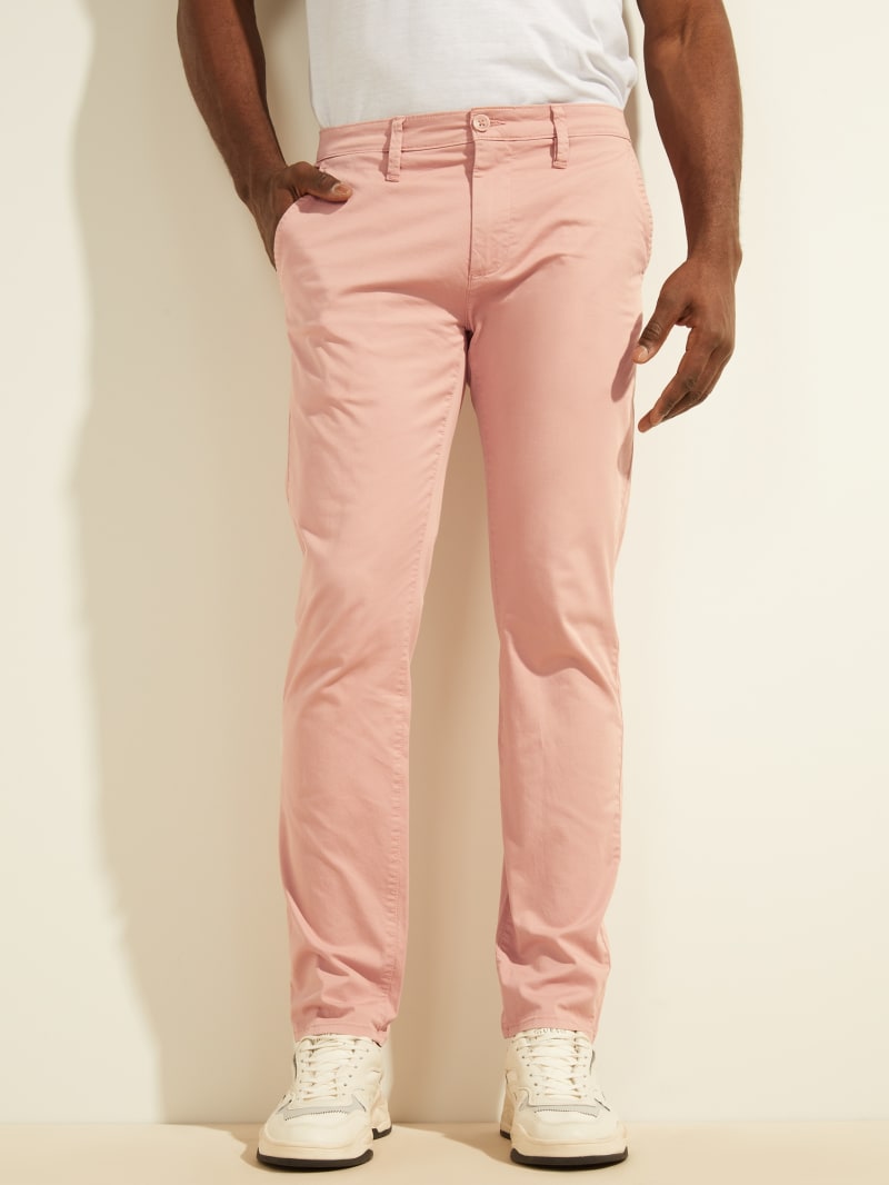 Spodnie Męskie Guess Toro Twill Chinos Różowe | 352478-DGN