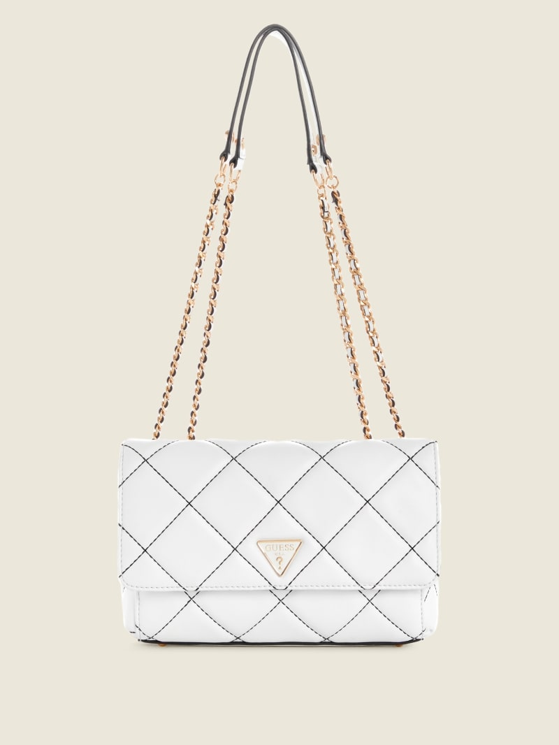 Torba Crossbody Damskie Guess Cessily Quilted Convertible Białe | 476513-PNJ