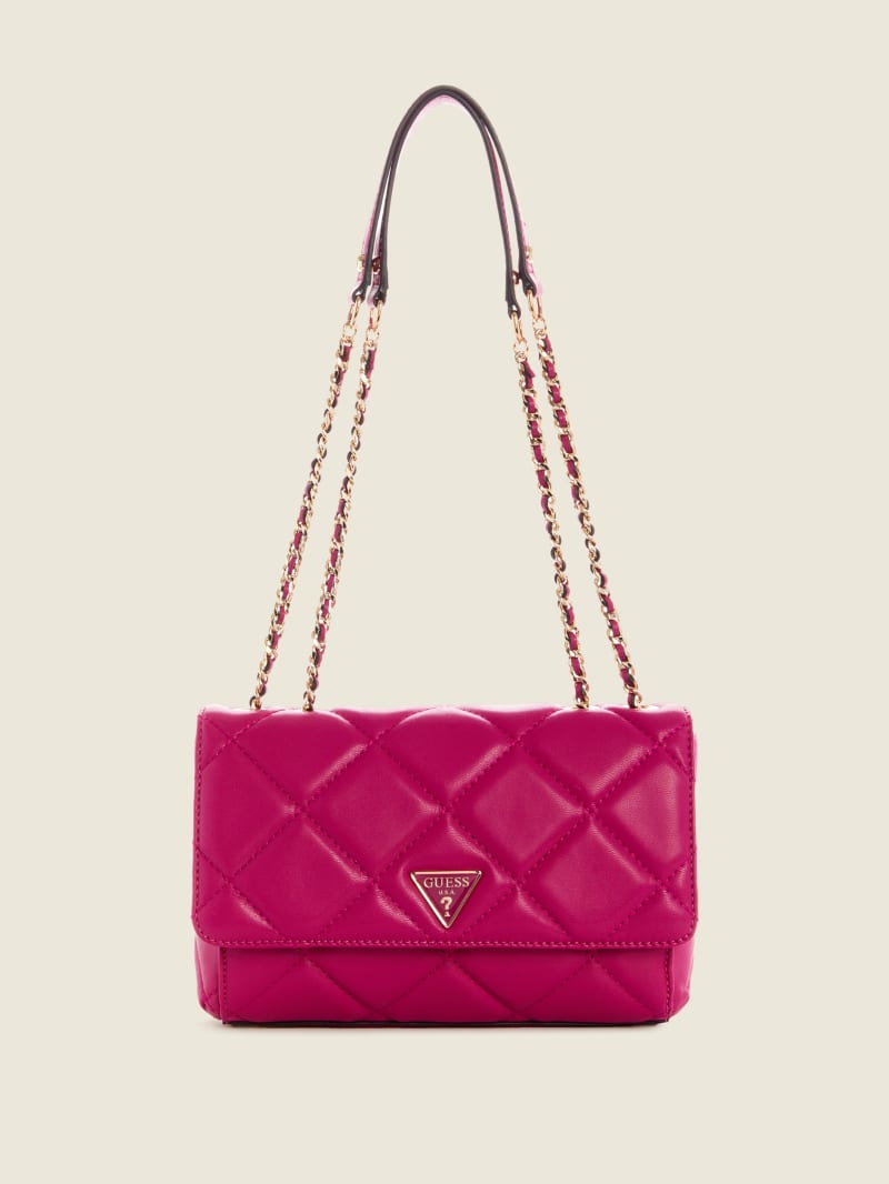 Torba Crossbody Damskie Guess Cessily Quilted Convertible Fuksja | 820734-KGB