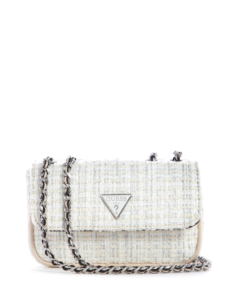 Torba Crossbody Damskie Guess Cessily Tweed Białe | 032964-FBD