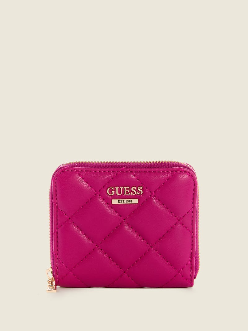 Torba Satchel Damskie Guess Cessily Quilted Small Zip-Around Fuksja | 913407-BFJ