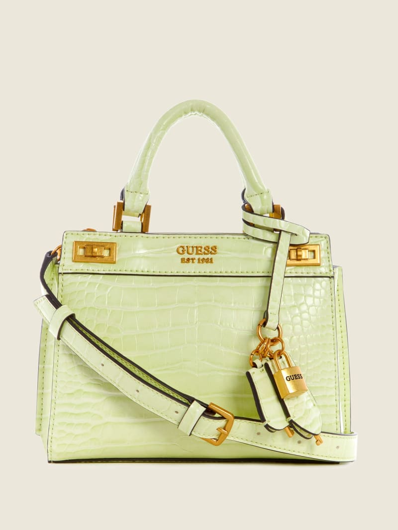 Torba Satchel Damskie Guess Katey Croc Głęboka Złote | 156497-DGQ