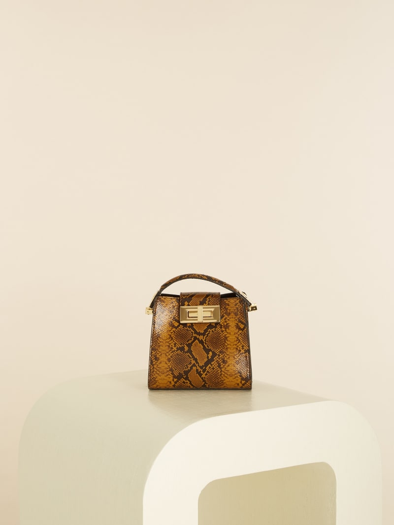 Torba Satchel Damskie Guess Monia Python Print Skórzane Oliwkowe | 830942-PXA