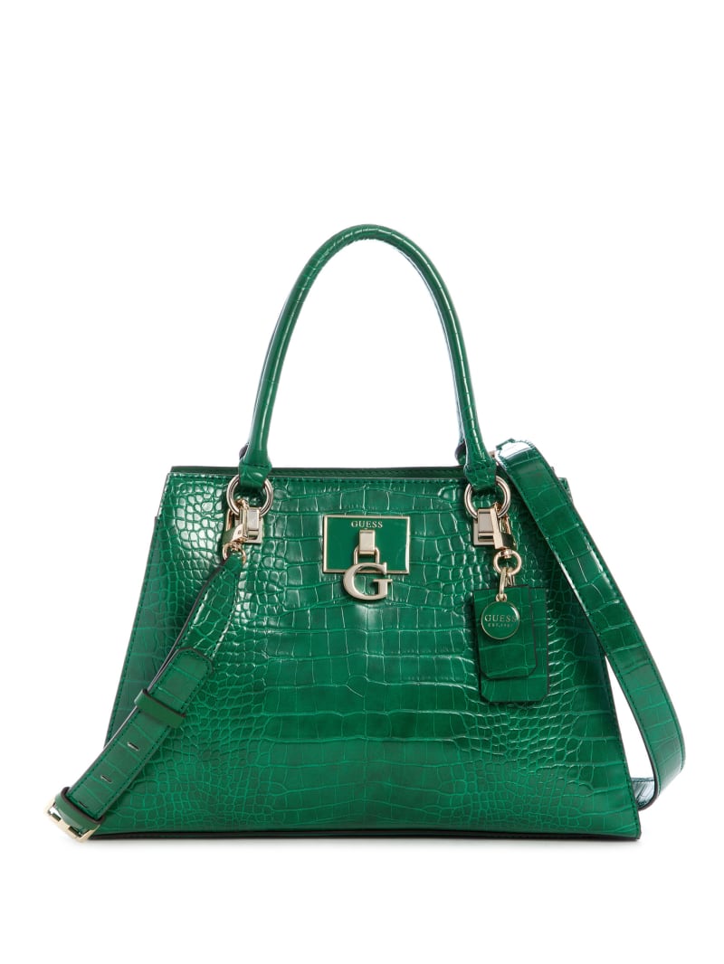 Torba Satchel Damskie Guess Stephi Croc Girlfriend Zielone | 419873-LQD