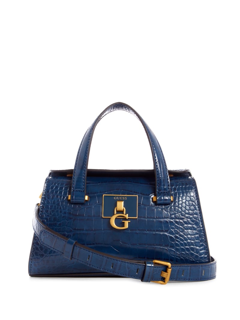 Torba Satchel Damskie Guess Stephi Croc Niebieskie | 596703-JMN