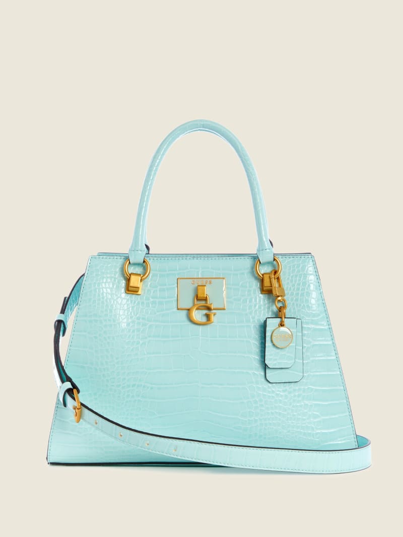 Torba Satchel Damskie Guess Stephi Girlfriend Turkusowe | 950123-OVU