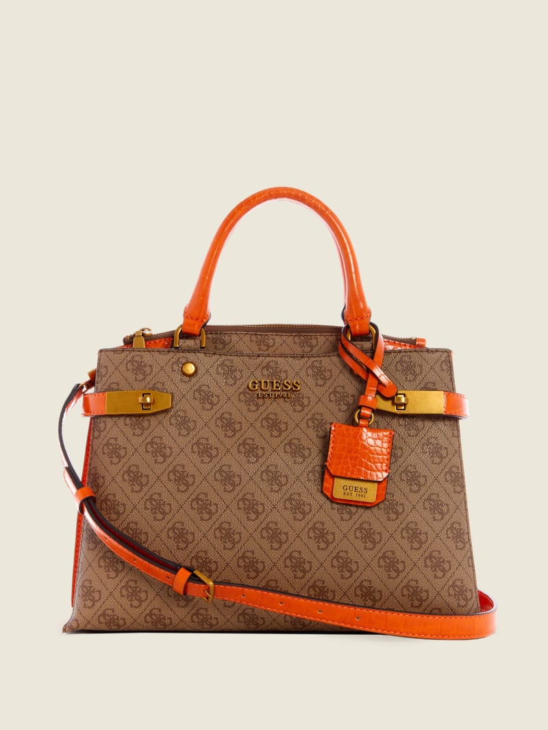 Torba Satchel Damskie Guess Zadie Logo Girlfriend Pomarańczowe | 094586-IDK