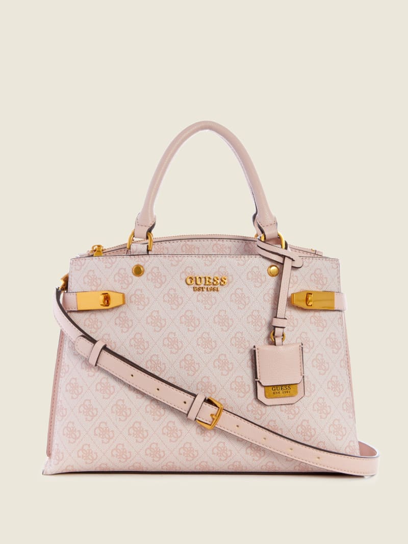 Torba Satchel Damskie Guess Zadie Logo Girlfriend Różowe | 237896-PVU