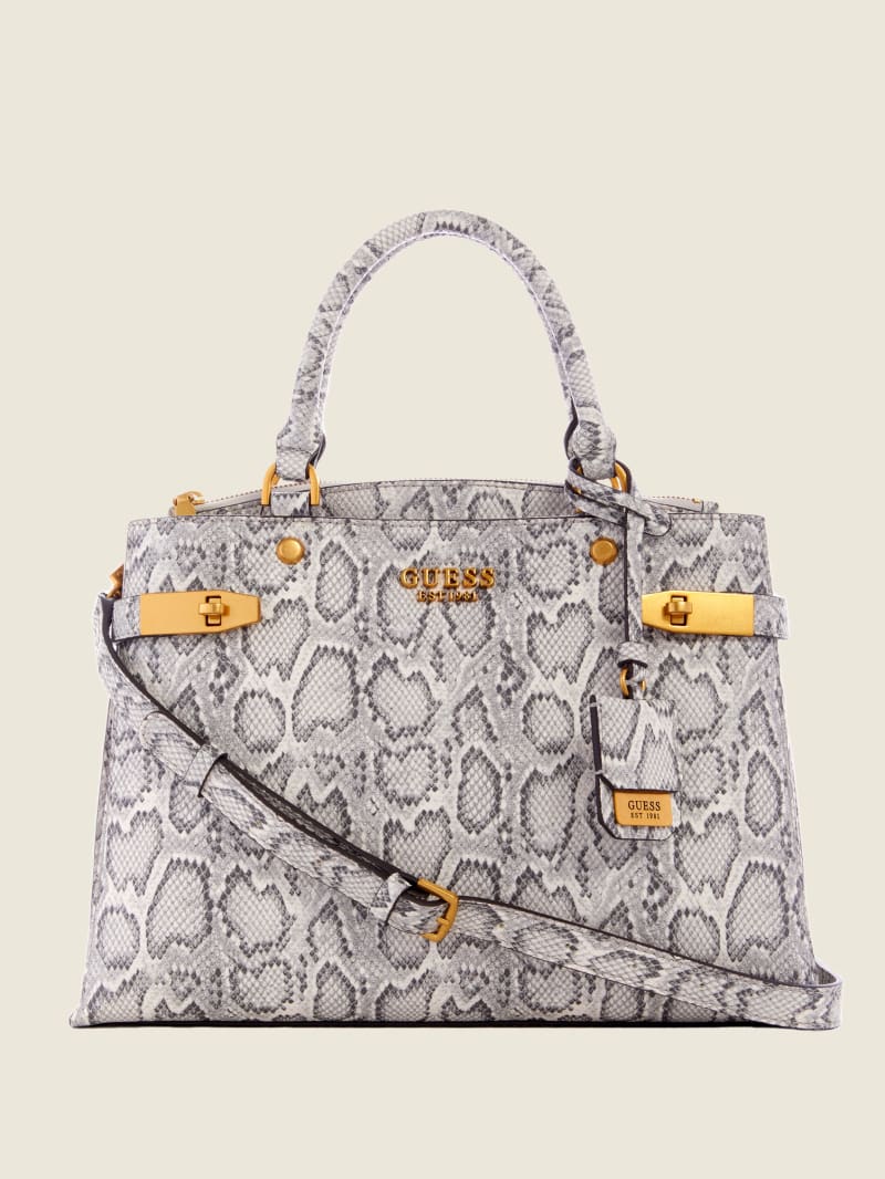 Torba Satchel Damskie Guess Zadie Python Girlfriend Szare | 629081-BVR