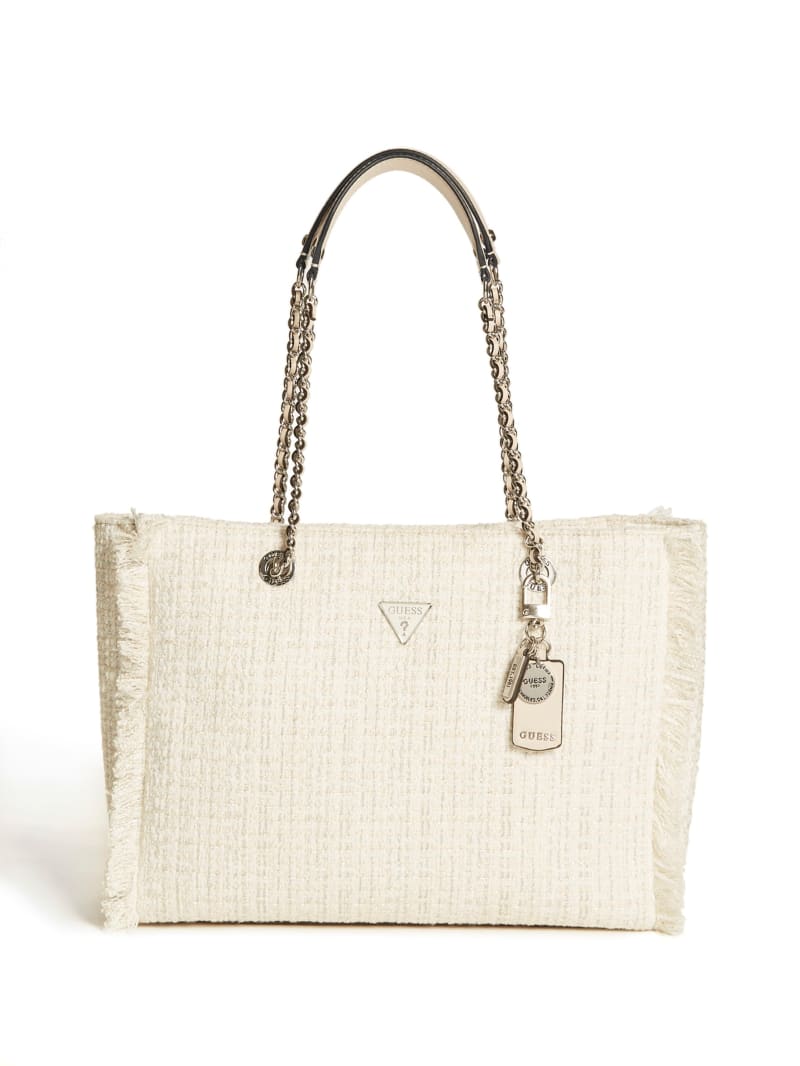 Torby Tote Damskie Guess Cessily Tweed Whit | 016975-WTF