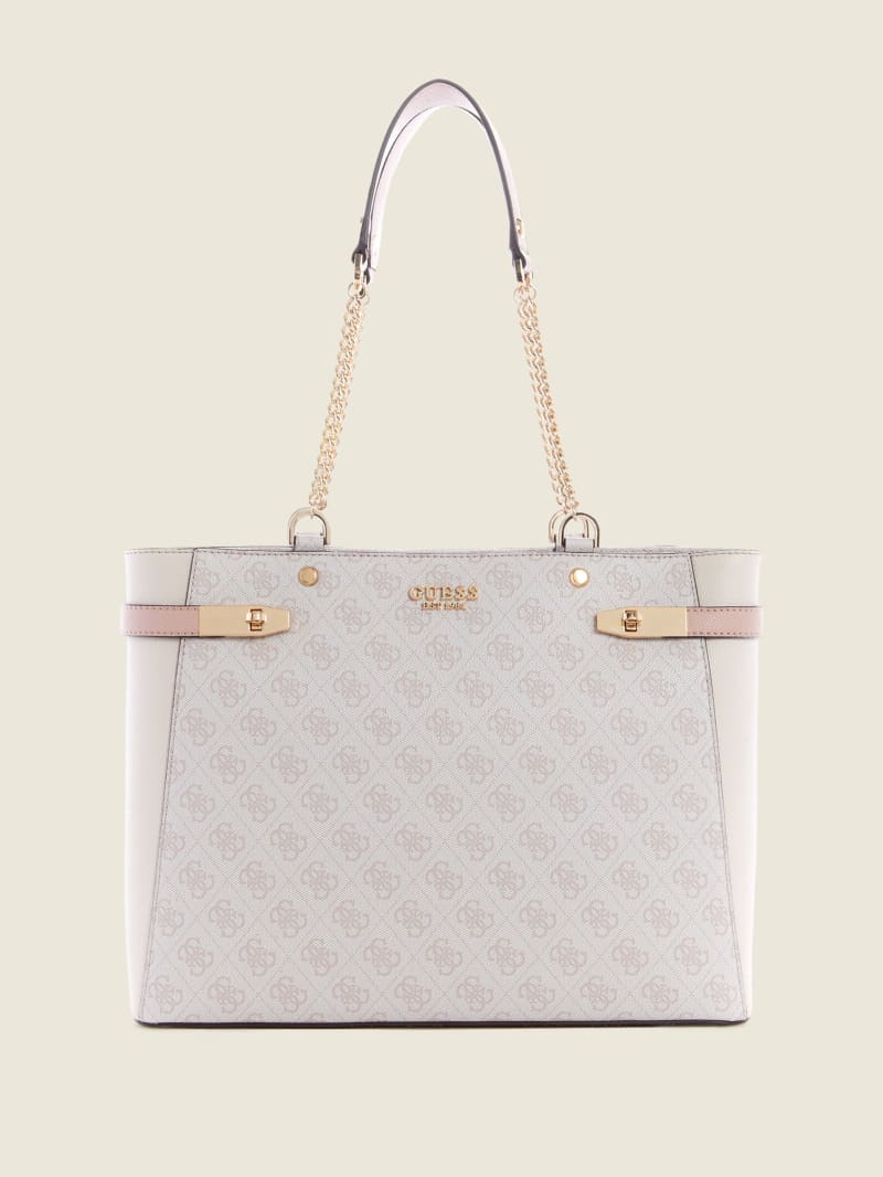 Torby Tote Damskie Guess Zadie Logo Girlfriend Różowe | 614820-XGT