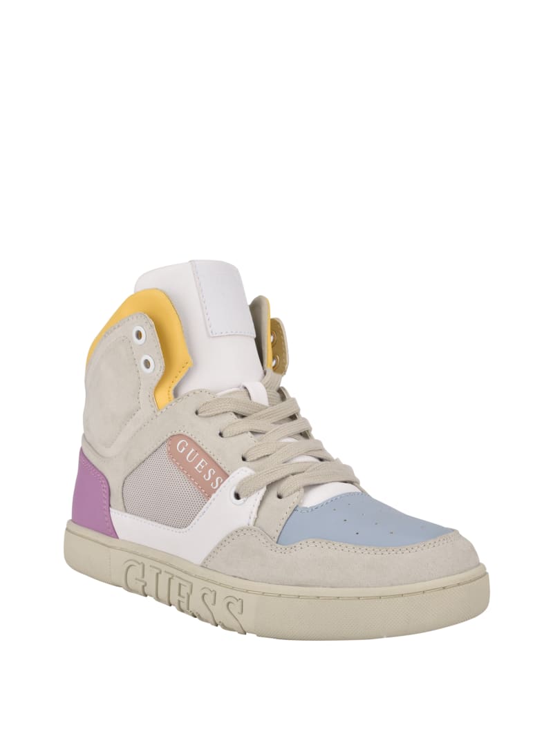 Trampki Damskie Guess Justis Faux-Zamszowe High-Top Kolorowe | 608543-ZUT