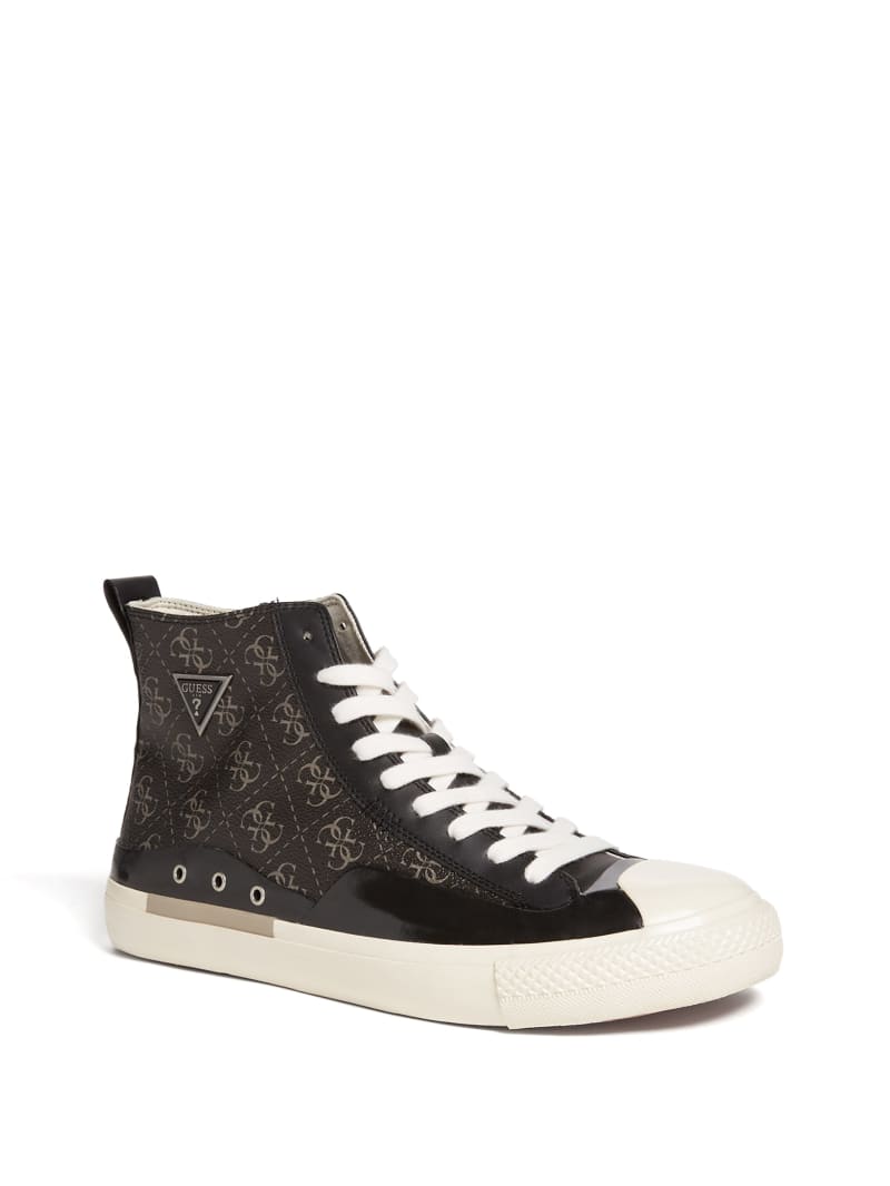 Trampki Męskie Guess Aviano High-Top Logo Czarne | 537086-VPY