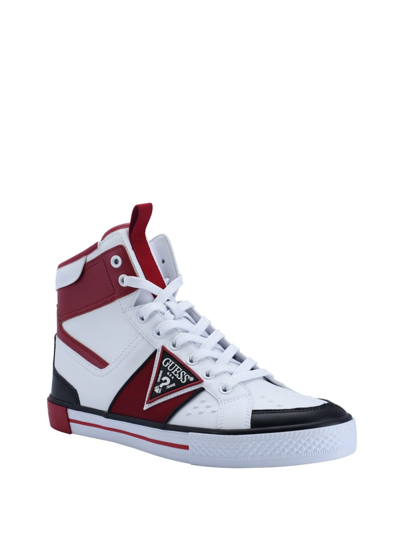 Trampki Męskie Guess Maeno Triangle Logo High-Top Ciemny Czerwone | 078359-GOD