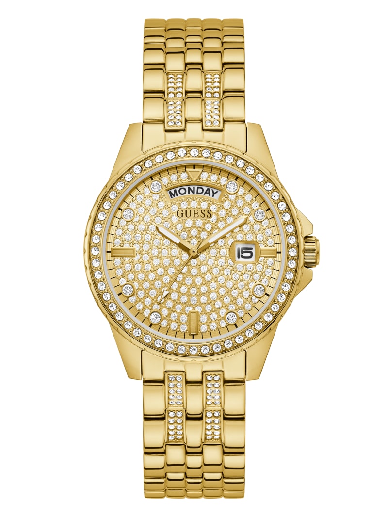 Zegarek Damskie Guess Gold-Tone Rhinestone Analog Złote | 470651-BCU