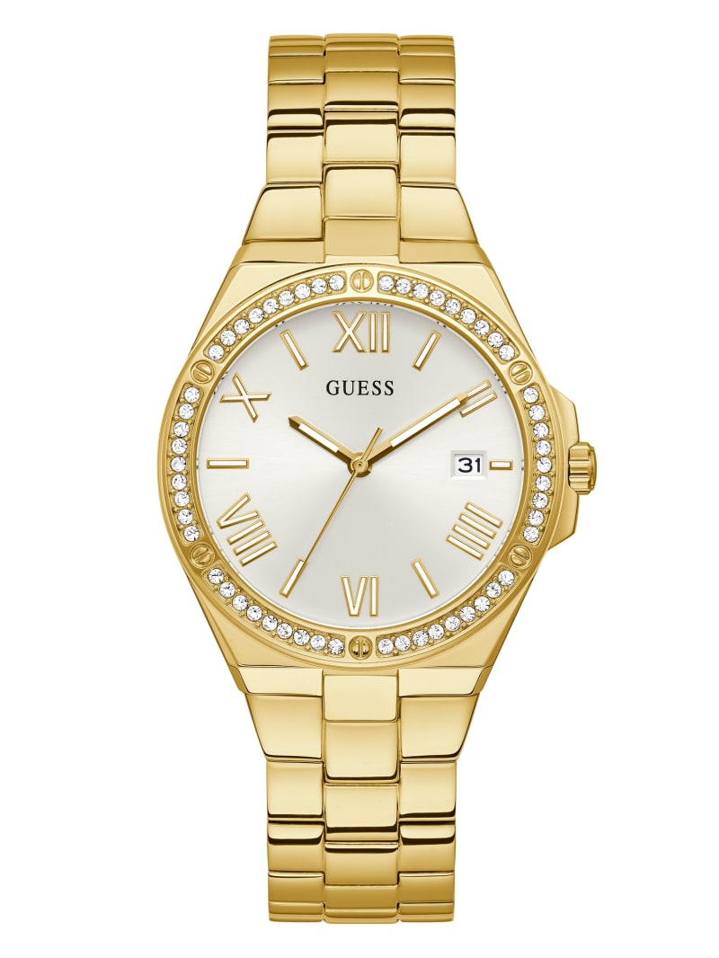 Zegarek Damskie Guess Gold-Tone and Rhinestone Analog Złote | 784392-KAD