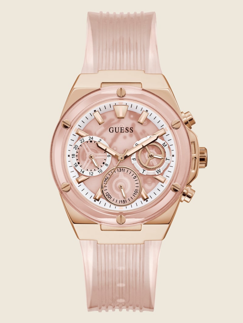 Zegarek Damskie Guess Pink Transparent Wielofunkcyjny Różowe | 315748-PLX