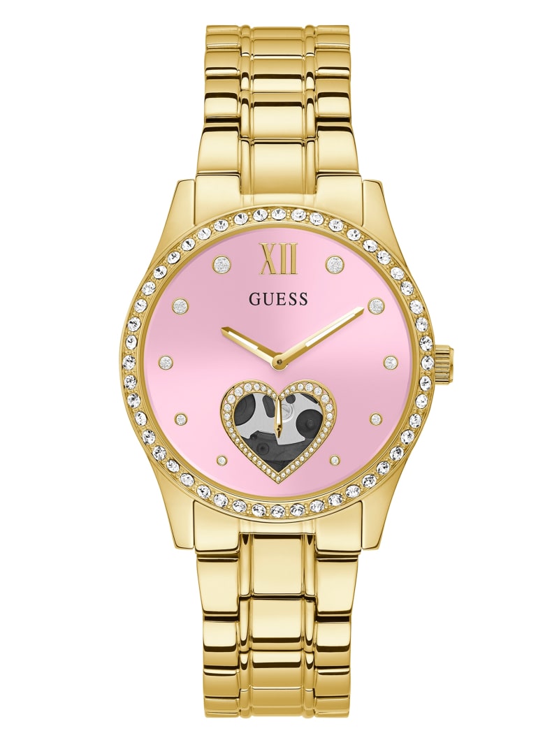 Zegarek Damskie Guess Pink and Gold-Tone Analog Kolorowe | 179305-TZO