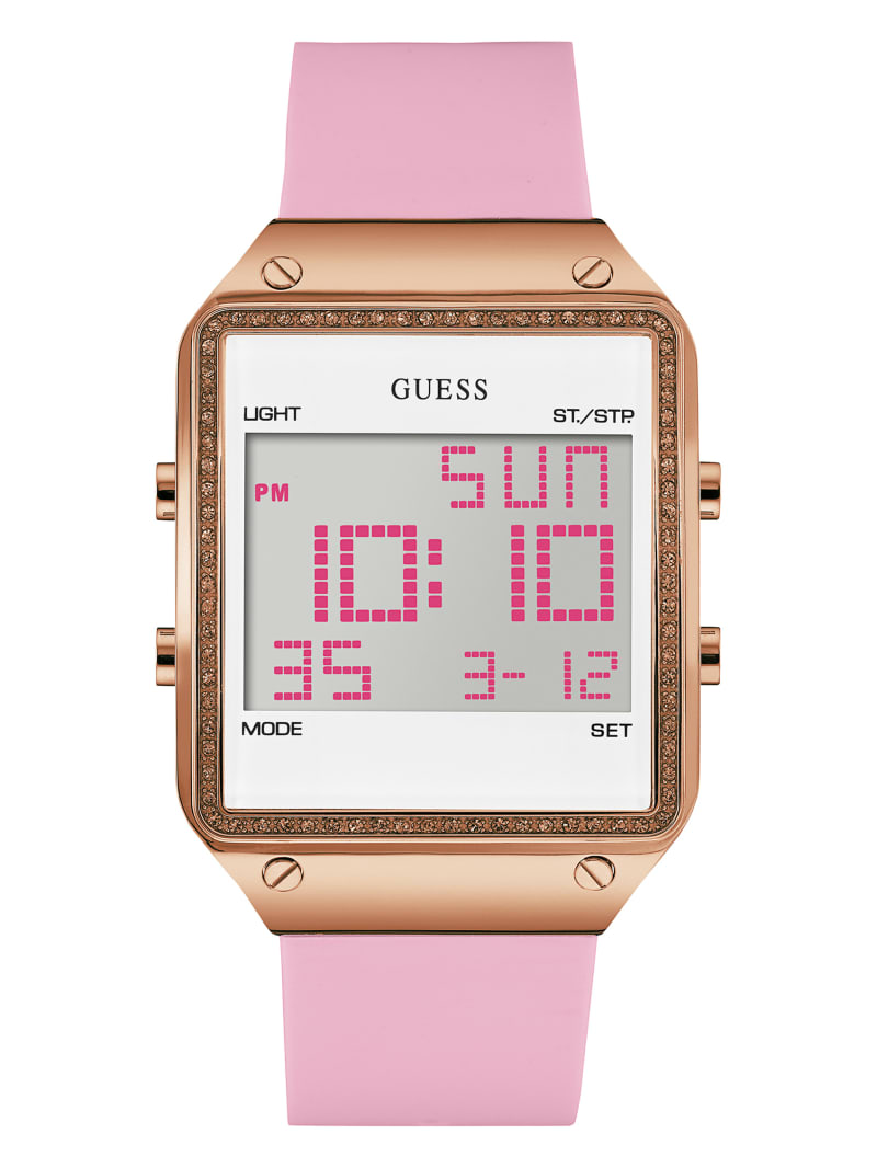 Zegarek Damskie Guess Pink and Rose Gold-Tone Cyfrowy Różowe | 761943-HZP