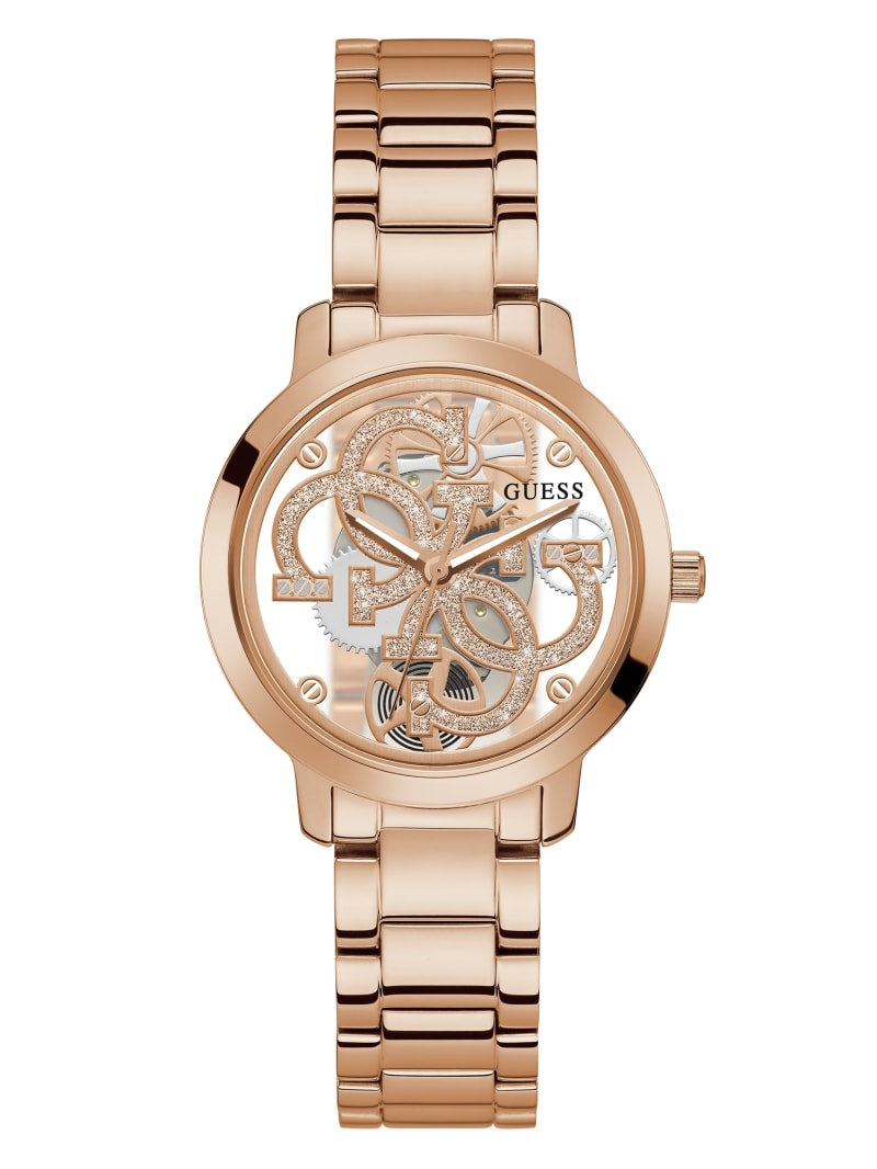 Zegarek Damskie Guess Rose Gold-Tone Quattro G Clear Analog Różowe Złote | 965872-VDM