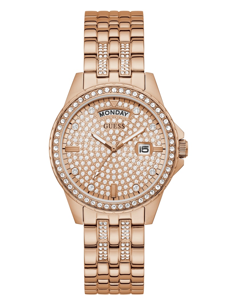 Zegarek Damskie Guess Rose Gold-Tone Rhinestone Analog Miedź | 731086-ZDR