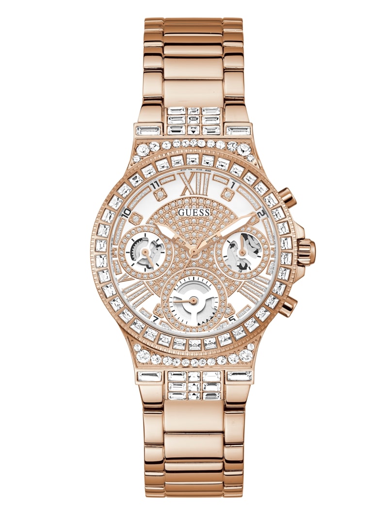 Zegarek Damskie Guess Rose Gold-Tone and Rhinestone Wielofunkcyjny Różowe Złote | 513067-IRL