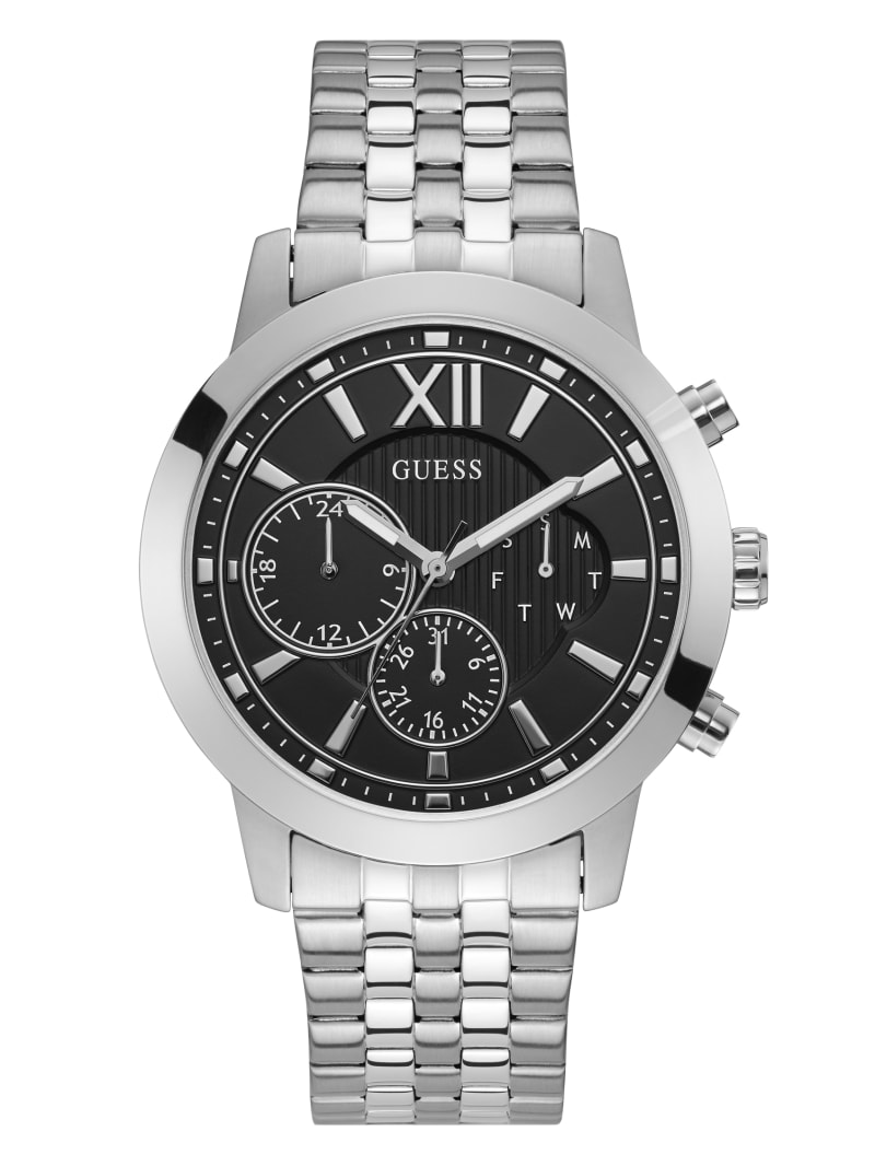 Zegarek Damskie Guess Silver-Tone And Chrono-Look Wielofunkcyjny Srebrne | 027184-WKZ