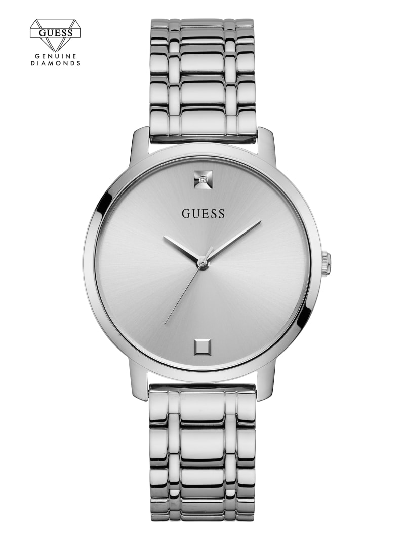 Zegarek Damskie Guess Silver-Tone Diamond Analog Srebrne | 780123-MDR