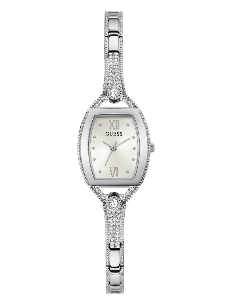 Zegarek Damskie Guess Silver-Tone and Rhinestone Analog Srebrne | 251306-OFB