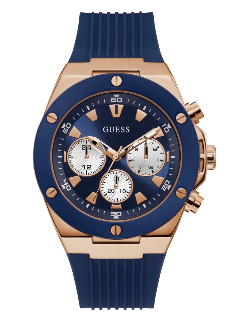 Zegarek Męskie Guess Blue And Rose-Gold Silikon Niebieskie | 092534-PBE