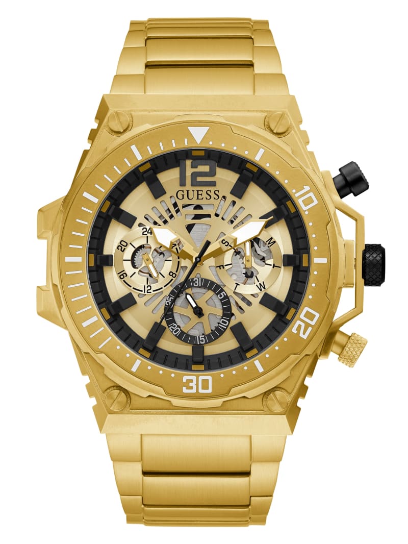 Zegarek Męskie Guess Gold-Tone Exposed Dial Wielofunkcyjny Złote | 109836-ZDJ