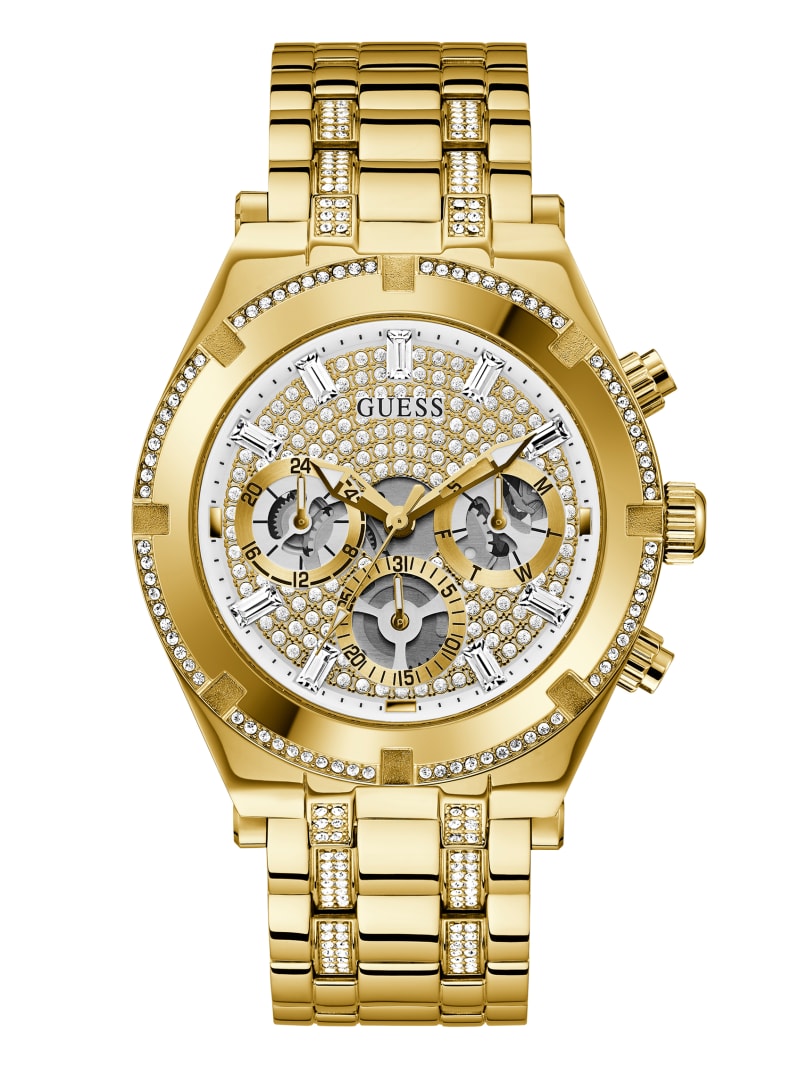 Zegarek Męskie Guess Gold-Tone Rhinestone Wielofunkcyjny Złote | 813602-IKC